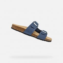 Sandały GEOX D BRIONIA Niebieski. Niebieskie obuwie sportowe damskie Geox, bez wzorów, ze skóry, trekkingowe. Za 266.99 zł.