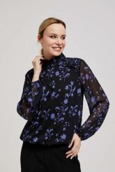 Koszula z kwiatowym wzorem czarna. Czarne koszule damskie MOODO, m, bez wzorów, z poliesteru, bez kołnierzyka. W wyprzedaży za 38.99 zł.