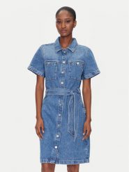 Tommy Hilfiger Sukienka jeansowa WW0WW44380 Niebieski Regular Fit. Niebieskie sukienki damskie Tommy Hilfiger, bez wzorów, z bawełny, bez kołnierzyka, bez ramiączek. Za 449.99 zł.