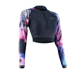 Koszulka do sportów wodnych z ochroną UV damska Aztron Rashguard Papillon. Czarne koszulki sportowe damskie Aztron, s, bez wzorów, z elastanu, bez kołnierzyka, bez ramiączek, żeglarskie. Za 169.99 zł.