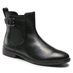 Botki ECCO. Czarne botki damskie ecco, bez obcasa, na płaskiej podeszwie, bez zapięcia. Za 509.99 zł.