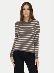 ONLY Sweter Louisa 15344579 Brązowy Slim Fit. Brązowe swetry damskie Only, s, bez wzorów, z wiskozy, bez kołnierzyka, bez ramiączek, bez kaptura. Za 109.99 zł.