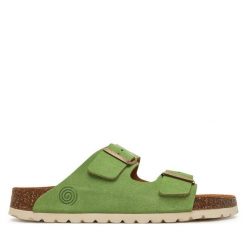 Klapki Dr. Brinkmann. Zielone klapki damskie Dr. Brinkmann, bez wzorów, bez obcasa. Za 249.99 zł.