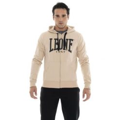 Leone 1947 Apparel Bluzy z kapturem męskie zapinane na zamek. Brązowe bluzy męskie LEONE 1947 APPAREL, z bawełny, bez zapięcia, na fitness i siłownię. Za 147.31 zł.