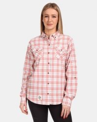Koszula flanelowa damska Kilpi FLANNY-W. Czerwone koszule damskie Kilpi, bez wzorów, z bawełny, klasyczne, bez kołnierzyka, bez ramiączek. Za 192.00 zł.