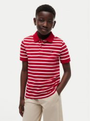 Tommy Hilfiger Polo Flag KB0KB09103 Czerwony Regular Fit. Czerwone t-shirty dla chłopców Tommy Hilfiger, bez wzorów, z bawełny, bez ramiączek. Za 229.99 zł.