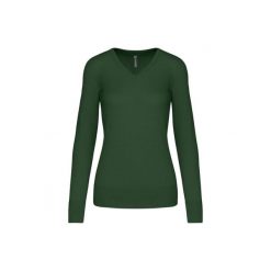 Damski sweter v-neck Kariban. Zielone swetry damskie KARIBAN, na zimę, bez wzorów, bez kołnierzyka, bez ramiączek, bez kaptura. Za 200.50 zł.