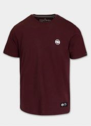 Pitbull T-shirt Small Logo Dark Burgundy. Czerwone t-shirty męskie PITBULL, l, bez wzorów, z bawełny, eleganckie, bez kołnierzyka. Za 89.00 zł.