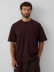 4F T-shirt loose gładki męski - brązowy M. Brązowe t-shirty męskie 4f, m, bez wzorów, z bawełny, klasyczne, bez kołnierzyka. Za 69.99 zł.