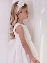 Abel & Lula Sukienka elegancka 5038 Biały Regular Fit. Białe sukienki dla dziewczynek Abel & Lula, bez wzorów, z syntetyku, eleganckie, bez ramiączek. Za 419.99 zł.