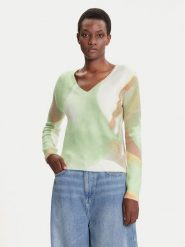 Desigual Sweter Oulu 25WWJF13 Zielony Regular Fit. Zielone swetry damskie Desigual, m, bez wzorów, z syntetyku, bez kołnierzyka, bez ramiączek, bez kaptura. Za 369.99 zł.