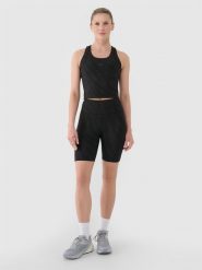 4F Legginsy kolarki treningowe damskie - czarne XL. Czarne legginsy damskie 4f, s, bez wzorów, z dzianiny, z podwyższonym stanem, krótkie, na fitness i siłownię. W wyprzedaży za 99.99 zł.