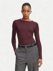 HUGO Bluzka Dasiia 50545208 Bordowy Slim Fit. Czerwone koszule damskie Hugo, s, bez wzorów, z syntetyku, bez kołnierzyka, bez ramiączek. Za 399.99 zł.