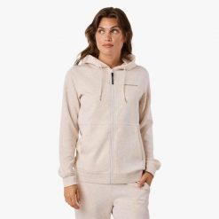 Sweter treningowy Kobieta Swedemount Move Soft Full Zip Hood szybkoschnąca. Brązowe bluzy sportowe damskie SWEDEMOUNT, bez wzorów, z tkaniny, sportowe, bez kołnierzyka, bez ramiączek, bez kaptura. Za 199.99 zł.