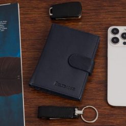 Męski portfel skórzany klasyczny duży pionowy granatowy skóra nat Beltimore K47. Niebieskie portfele męskie bez wzorów, ze skóry. Za 45.00 zł.