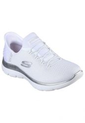 Buty SKECHERS SLIP-INS SUMMITS - DIAMOND DREAM Biały. Białe trampki i tenisówki damskie Skechers, bez wzorów, z materiału, bez zapięcia. Za 340.99 zł.