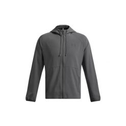 Kurtka przeciwwiatrowa Under Armour UA Stretch Woven - Szara. Szare kurtki sportowe męskie Under Armour, l, bez wzorów, z materiału, do biegania. Za 317.85 zł.