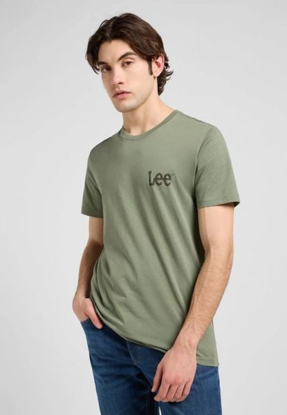 MESKA KOSZULKA LEE MEDIUM WOBBLY LEE TEE OLIVE STONE 112370505. Zielone t-shirty męskie Lee, s, bez wzorów, bez kołnierzyka. Za 79.99 zł.