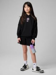 4F Spodenki dresowe dziewczęce - czarne 140 (9-10 lat). Czarne spodenki dla dziewczynek 4f, na lato, bez wzorów, z bawełny, eleganckie. Za 59.99 zł.