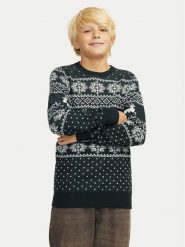 Jack & Jones Junior Sweter Xmas Gabriel 12267436 Zielony Regular Fit. Zielone swetry dla chłopców Jack & Jones Junior, bez wzorów, z syntetyku, bez kołnierzyka, bez kaptura. Za 59.99 zł.