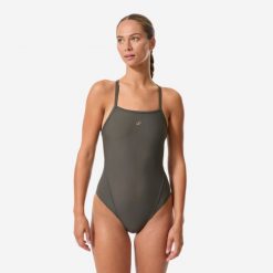 Strój jednoczęściowy pływacki damski Nabaiji Lexa. Czarne kostiumy jednoczęściowe damskie Decathlon, s, bez wzorów, z materiału, sportowe, na fitness i siłownię. Za 129.99 zł.