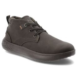 Botki męskie Jeep, na grubej podeszwie z okrągłym noskiem i sznurowane, ciemnobrązowe, JM52122A-030. Brązowe botki męskie Jeep, na jesień, bez wzorów, z materiału, wizytowe, z okrągłym noskiem, bez zapięcia. Za 269.00 zł.