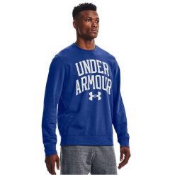 Bluza dresowa sportowa męska Under Armour Rival Terry Crew. Niebieskie bluzy męskie Under Armour, m, bez wzorów, z bawełny, bez kaptura. Za 139.99 zł.