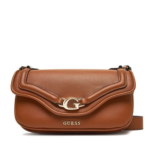 Torebka Guess. Brązowe listonoszki damskie Guess, z aplikacjami, bez dodatków. Za 331.99 zł.