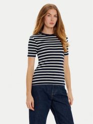 Tommy Hilfiger Bluzka WW0WW43918 Granatowy Slim Fit. Niebieskie bluzki damskie Tommy Hilfiger, s, bez wzorów, z wiskozy, bez kołnierzyka, bez ramiączek. Za 169.99 zł.