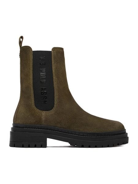 U.S. Polo Assn. Sztyblety CEO-VIZAG001W/ELE1 Khaki. Brązowe botki damskie U.S. Polo Assn., ze skóry, bez obcasa, na płaskiej podeszwie, bez zapięcia. Za 429.99 zł.