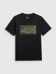 4F T-shirt regular z nadrukiem męski - czarny XL. Czarne t-shirty męskie 4f, m, bez wzorów, z dresówki, klasyczne, bez kołnierzyka. Za 69.99 zł.