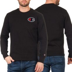 Bluza męska klasyczna Champion 214189-S20-KK001. Czarne bluzy męskie Champion, l, bez wzorów, z bawełny, bez kaptura. Za 119.00 zł.