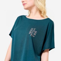 Koszulka z krótkim rękawem do tańca nowoczesnego damska Starever. Niebieskie bluzy sportowe damskie STAREVER, xs, bez wzorów, z lyocellu, eleganckie, bez kołnierzyka. Za 64.99 zł.