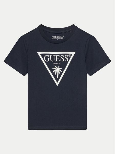 Guess T-Shirt L5GI29 J1314 Granatowy Regular Fit. Niebieskie t-shirty dla chłopców Guess, z aplikacjami, z bawełny, bez ramiączek. Za 59.99 zł.