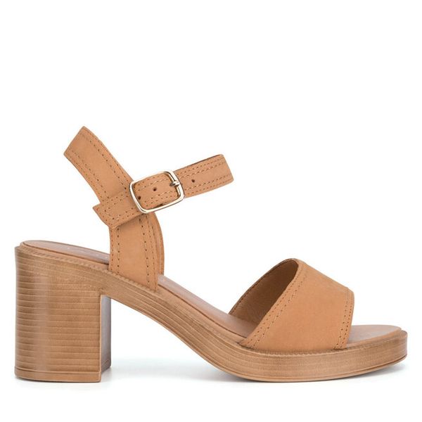 Sandały Lasocki. Brązowe sandały damskie Lasocki, bez wzorów, bez obcasa, na słupku, bez zapięcia. Za 169.99 zł.