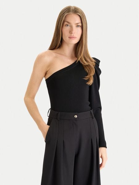 TWINSET Sweter 252AT3011 Czarny Slim Fit. Czarne swetry damskie Twinset, m, bez wzorów, z wiskozy, bez kołnierzyka, bez ramiączek, bez kaptura. Za 359.99 zł.