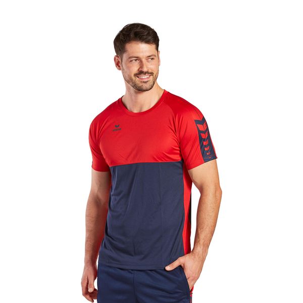 Jersey Erima Six Wings. Czerwone koszulki sportowe męskie Erima, l, bez wzorów, z jersey, bez kołnierzyka, bez ramiączek, do piłki nożnej. Za 162.00 zł.