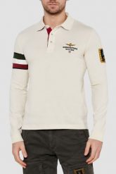 AERONAUTICA MILITARE Beżowe męskie polo Tricolor. Brązowe koszulki polo męskie Aeronautica Militare, l, bez wzorów, z bawełny, klasyczne, bez ramiączek. W wyprzedaży za 309.99 zł.