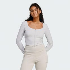 Kardigan Seasonal Essentials Rib. Szare kardigany damskie Adidas, xs, bez wzorów, prążkowane, klasyczne. Za 149.00 zł.