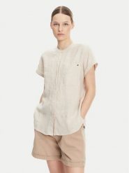Tommy Hilfiger Koszula WW0WW44715 Beżowy Regular Fit. Brązowe bluzki damskie Tommy Hilfiger, bez wzorów, ze lnu, bez kołnierzyka, bez ramiączek. Za 259.99 zł.