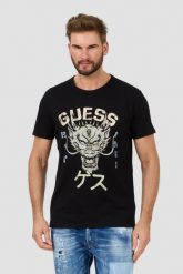 GUESS Czarny t-shirt Dragon Tee. Czarne t-shirty męskie Guess, l, z aplikacjami, bez kołnierzyka. W wyprzedaży za 122.99 zł.