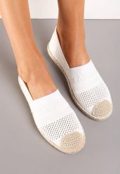 Białe Espadryle z Plecioną Cholewką przed Kostkę Mokosa. Białe espadryle damskie Renee, na lato, z aplikacjami, boho, bez obcasa, na płaskiej podeszwie, bez zapięcia. Za 44.99 zł.