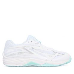 Buty halowe Mizuno. Białe obuwie sportowe damskie Mizuno, bez wzorów. Za 339.99 zł.