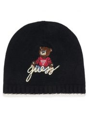 Guess Czapka H4BZ09 Z2QP0 Czarny. Czarne czapki dla dzieci Guess, na zimę, z aplikacjami, z wiskozy. Za 114.99 zł.