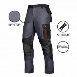 PROCERA SPODNIE szare elastyczna tkanina typu stretch splot RIP-STOP kieszeni nakolannikowe 58% bawełna 40% poliester 2% spandex g/m 60. Szare spodnie sportowe męskie PROCERA, m, bez wzorów, z bawełny. Za 101.06 zł.