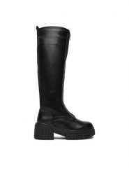 DeeZee Kozaki 13130-8 Czarny. Czarne kozaki damskie DeeZee, z materiału, bez obcasa, na słupku. Za 229.99 zł.