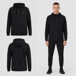 BLUZA MĘSKA SPORTOWA 4F TRENINGOWA SZYBKOSCHNĄCA M631 KOLOR CZARNY. Czarne bluzy męskie 4f, l, bez wzorów, z materiału, bez kaptura. Za 147.00 zł.