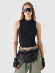 4F Top slim z prążkowanej dzianiny damski - czarny XL. Czarne koszulki sportowe damskie 4f, xl, bez wzorów, z bawełny, bez kołnierzyka, bez ramiączek. W wyprzedaży za 39.99 zł.