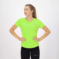 Damska koszulka z krótkim rękawem Rogelli Core. Żółte koszulki sportowe damskie Rogelli, xl, bez wzorów, z materiału, bez kołnierzyka, bez ramiączek, do biegania. Za 135.35 zł.