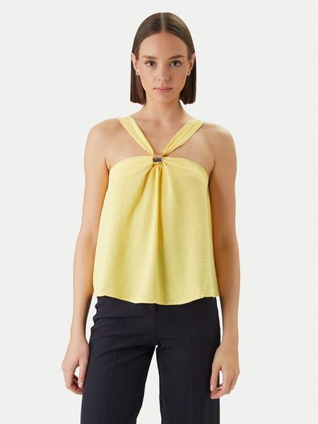 Morgan Bluzka 261-OGALAN Żółty Regular Fit. Żółte bluzki damskie Morgan, bez wzorów, z syntetyku, bez kołnierzyka, bez ramiączek. Za 144.99 zł.